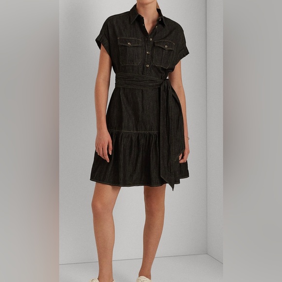 Ralph Lauren Women's Denim Short Sleeve Shirtdress Black Size 18W - Picture 1 of 7
